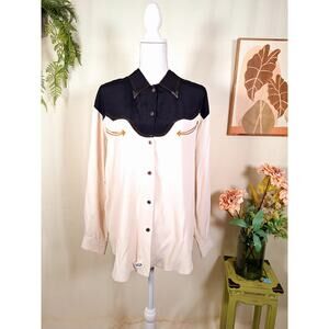 Vintage Melrose Women's Western Style Button-Up Long-Sleeved Shirt XL